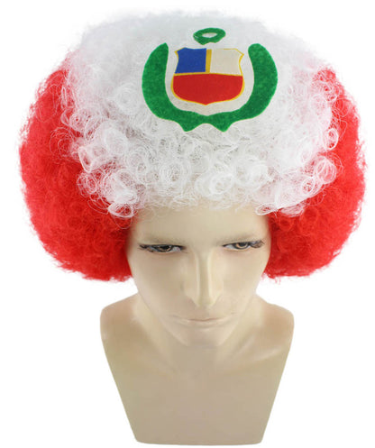 peru flag sport afro wig