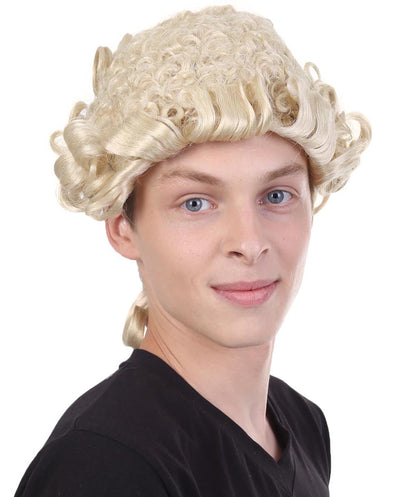 Mens Colonial Judge Wigs | Blonde Historical Wigs | Premium Breathable Capless Cap