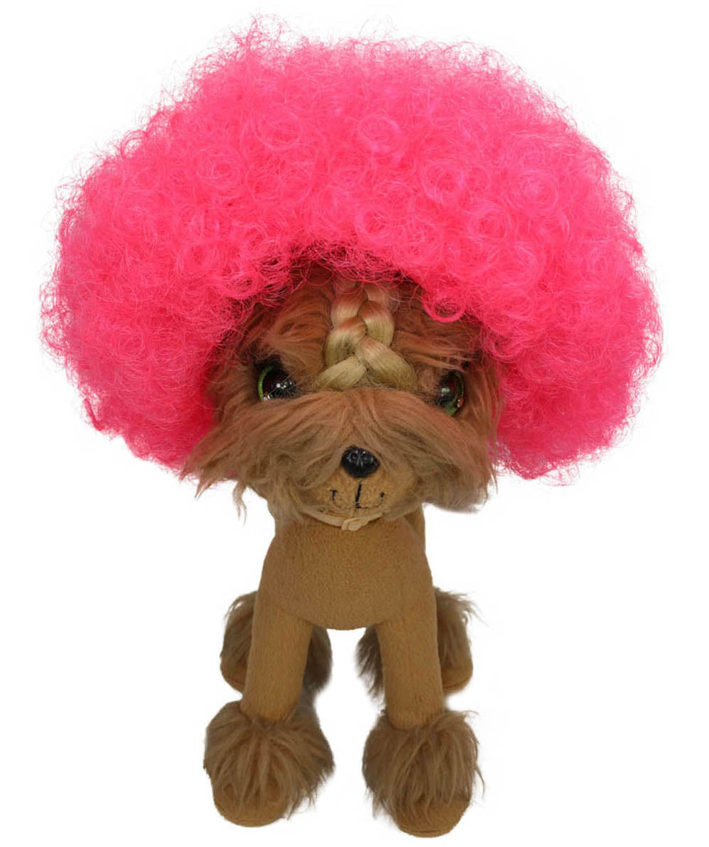 Pink pet afro wig