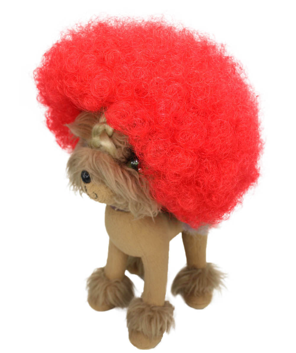 red pet afro wig