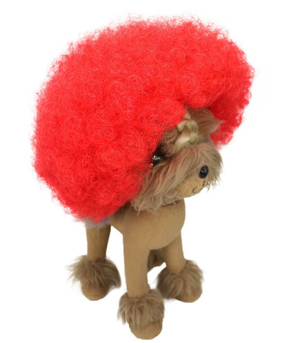 red pet afro wig