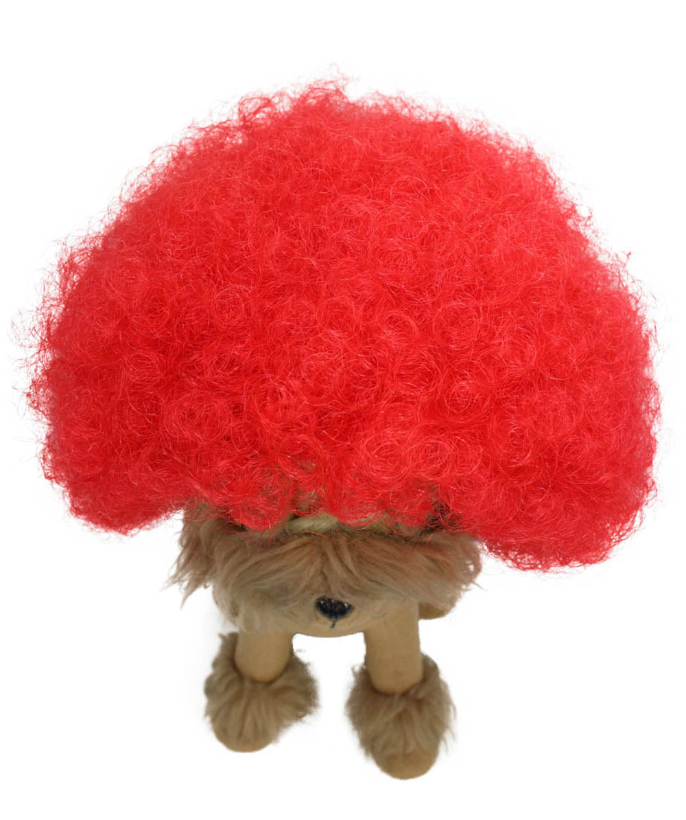 red pet afro wig