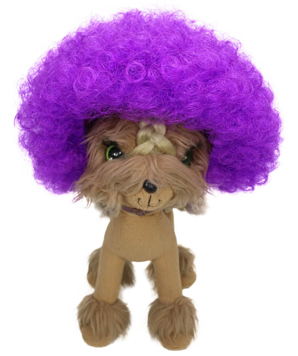 purple pet afro wig