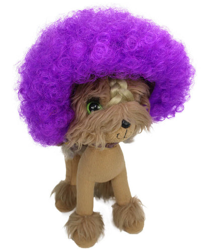 purple pet afro wig