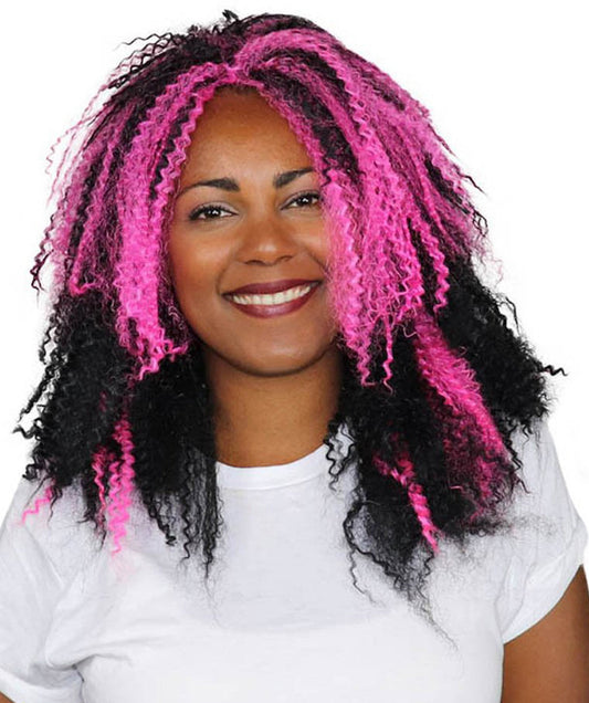 Vampiress Black And Pink Womens Wig | Super Size Jumbo Ghost Horror Wig | Premium Breathable Capless Cap
