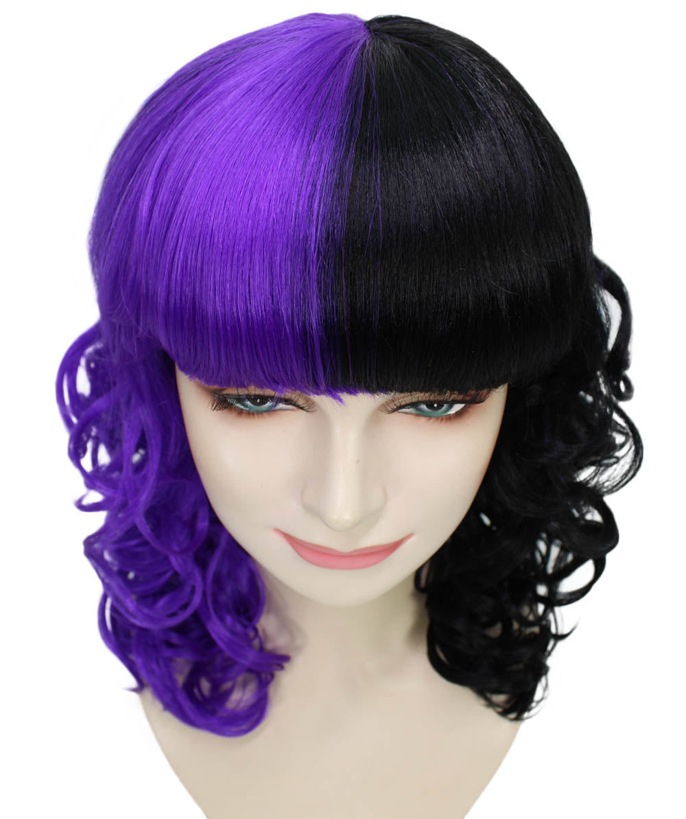 Purple & Black Curly Wig 