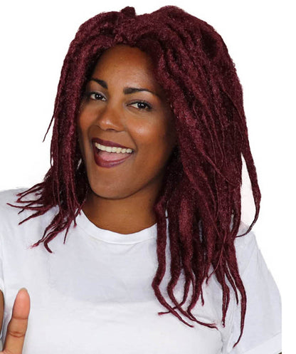 Long Burgundy Dreadlocks Women's Wig | Dramatical Halloween Wig | Premium Breathable Capless Cap