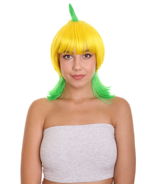 Banana Queen Womens Wig | Yellow Green Bob Halloween Wig | Premium Breathable Capless Cap