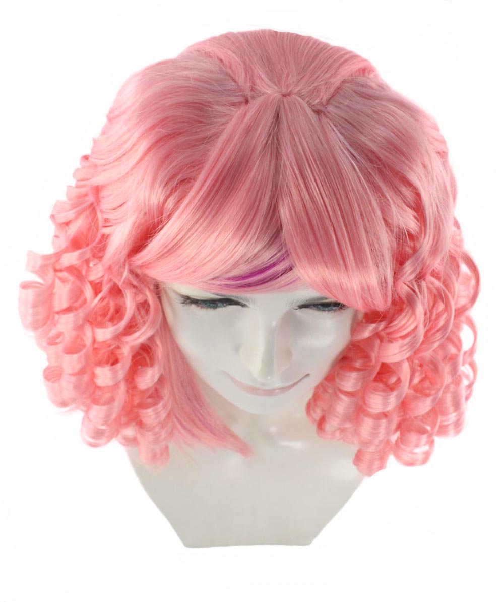 Neon Pink Curly Cosplay Wig