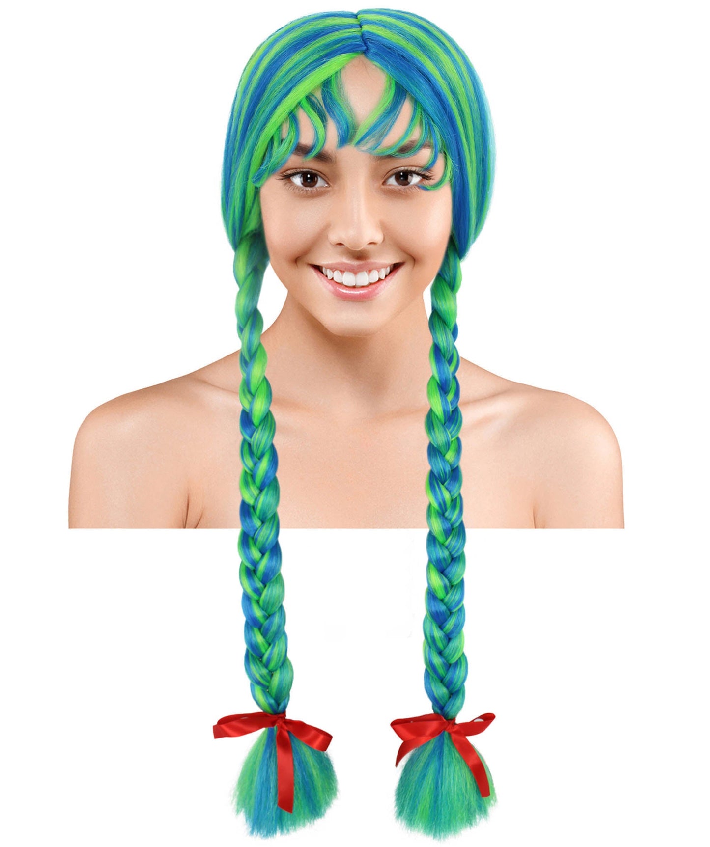 Green Ombre Multiple Colors Option Long Braided Wig