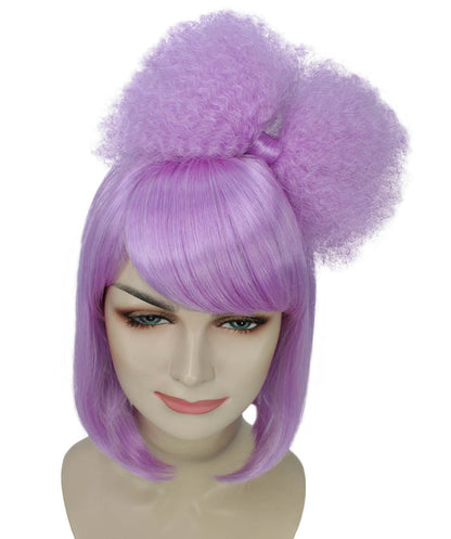 Singer Women's Wig | Neon Purple Pop Srar Wig With Bow | Premium Breathable Capless Cap