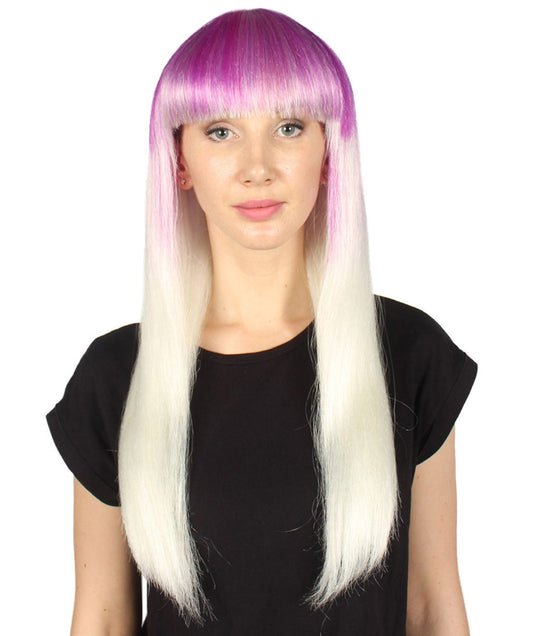 Purple and White Two-Toned Long Bob Cosplay Wig