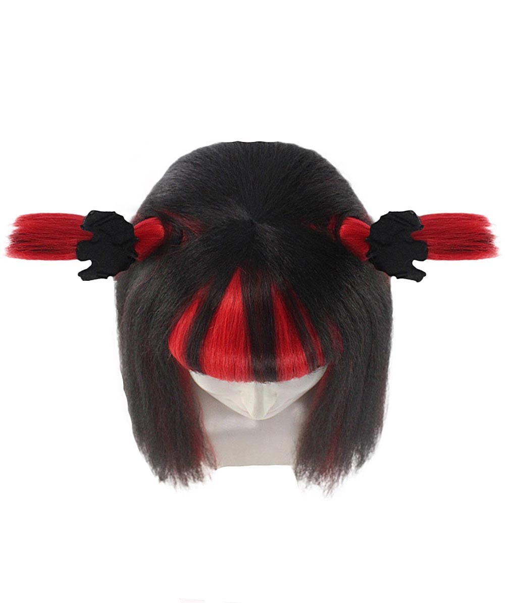 Bat Black and Red Wig