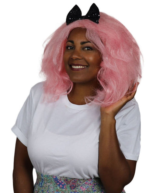 Lt. Pink Clown Wig with Bow