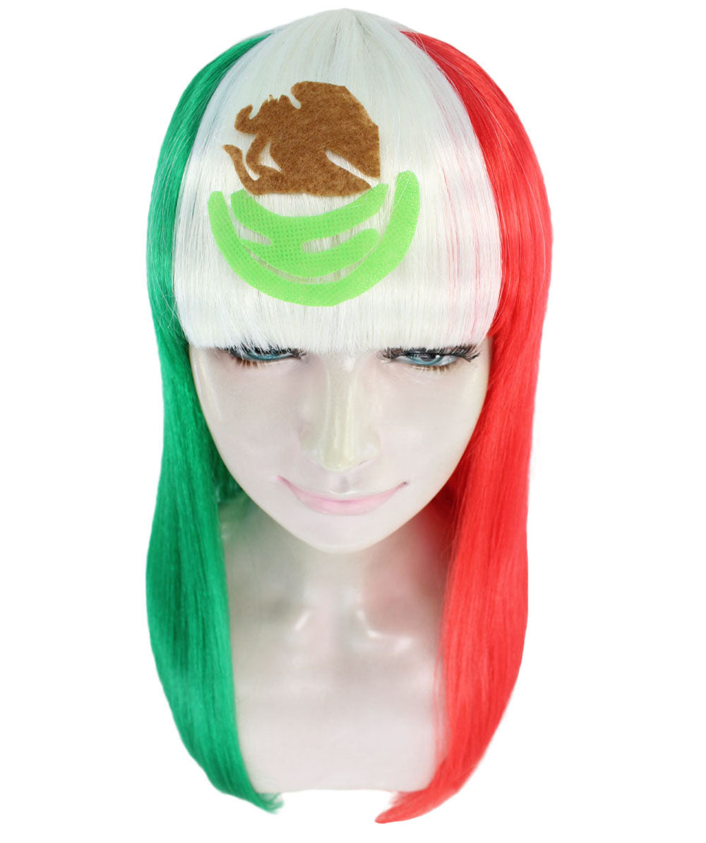 Mexico Flag Party Long Bob Wig