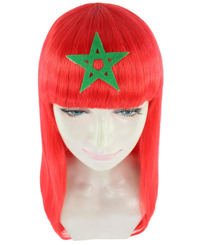 Morocco flag Long Bob Wig