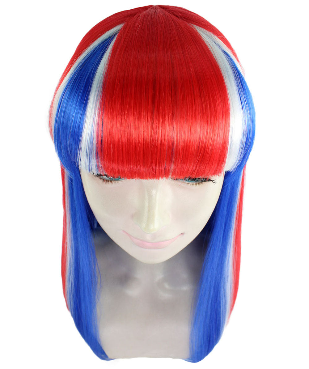 Iceland Flag Party Long Bob Wig