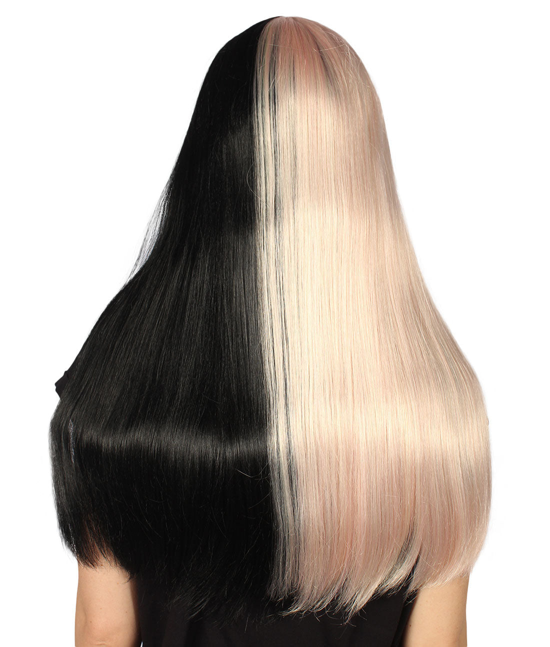 Black & Lt. Pink Women's two-tone long straight wig
