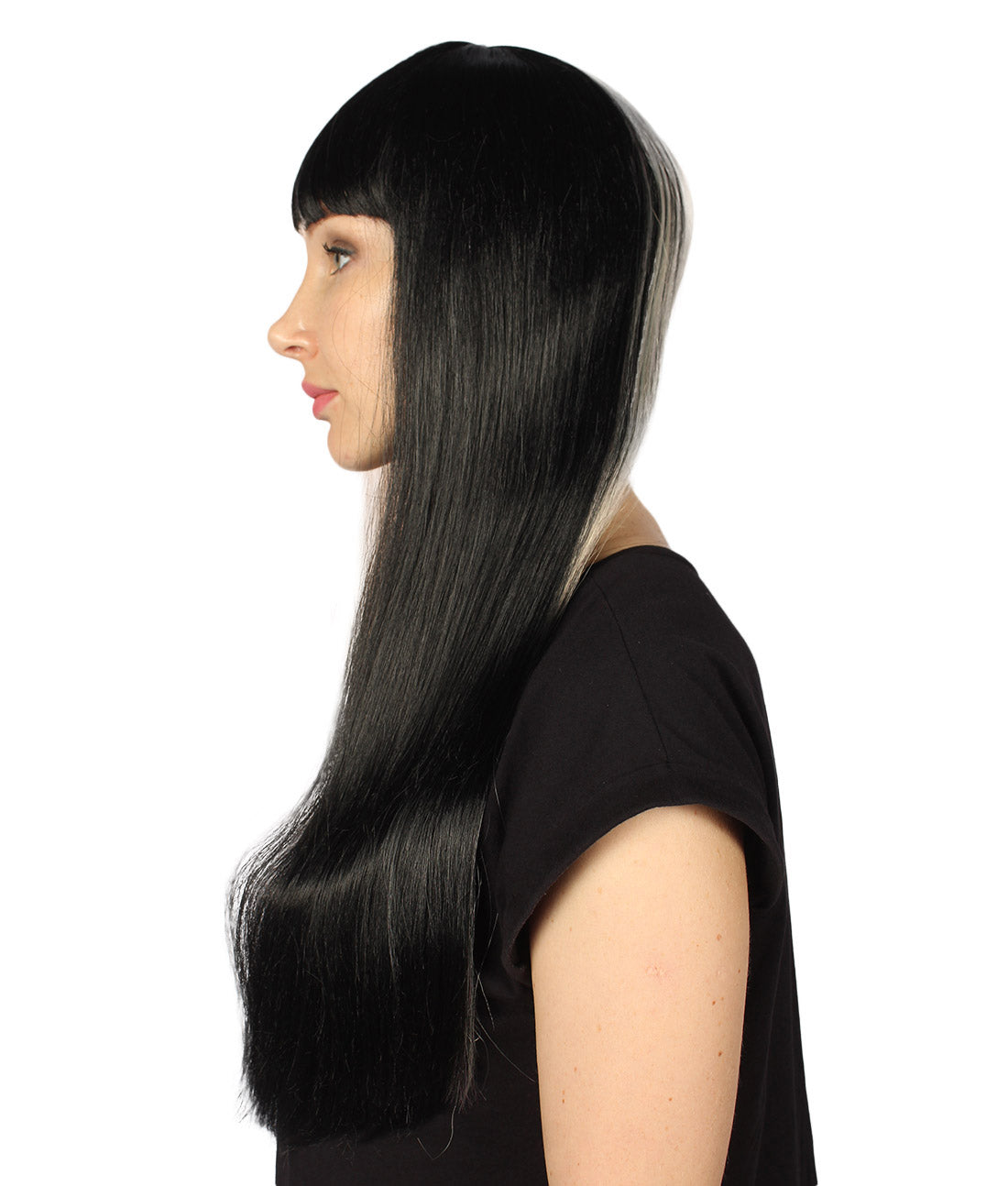 Black & Lt. Pink Women's two-tone long straight wig