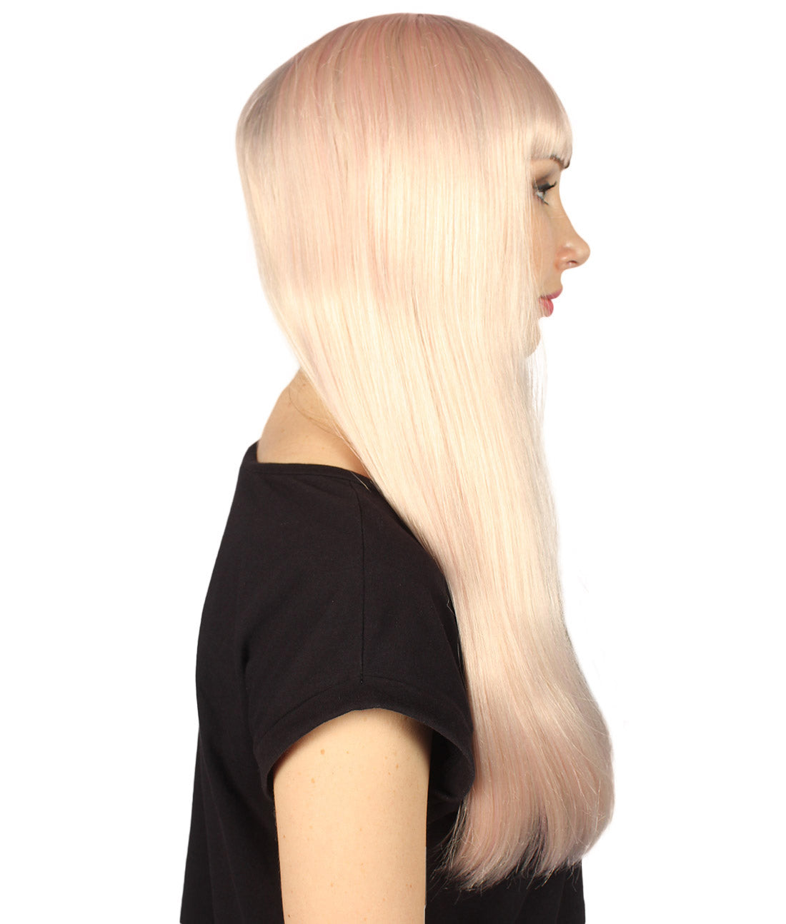 Black & Lt. Pink Women's two-tone long straight wig