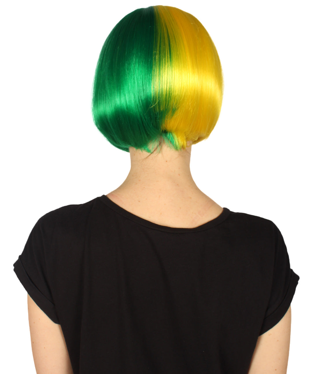  Yellow and Green Two-tone Short Bob Wig
