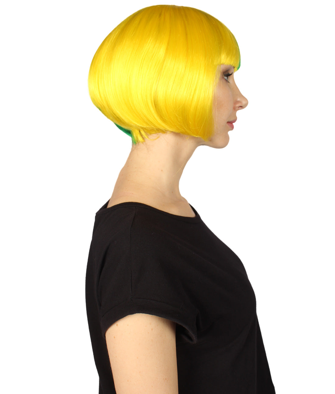  Yellow and Green Two-tone Short Bob Wig