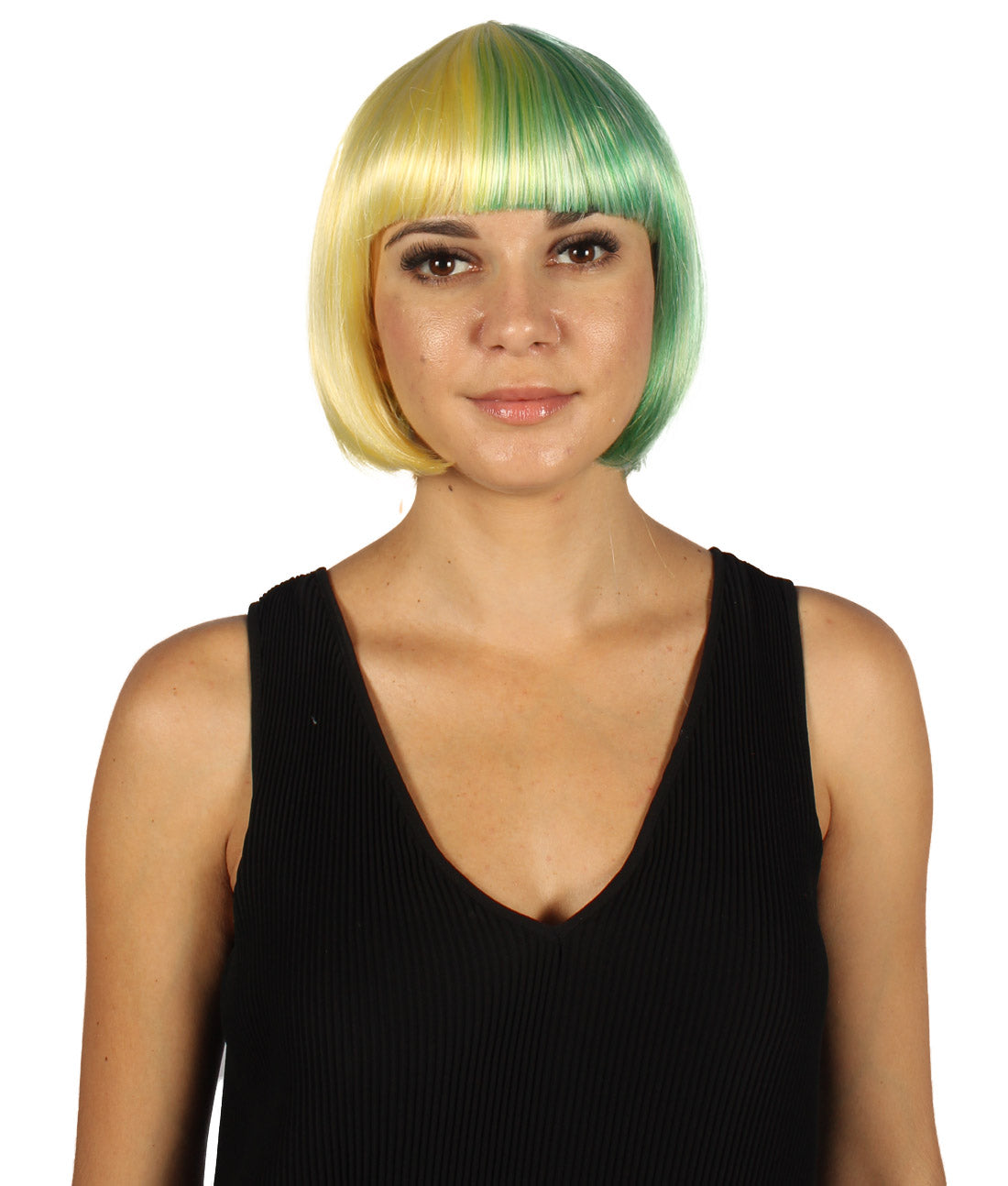 Lt. Yellow & Lt. Green Two-tone Short Bob Wig