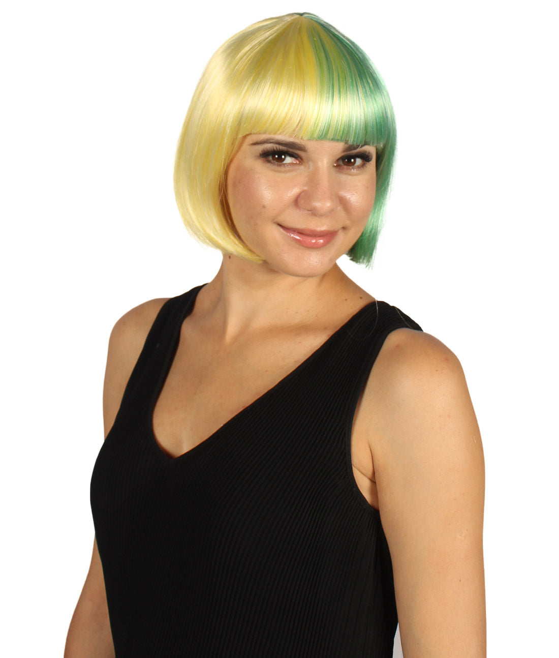 Lt. Yellow & Lt. Green Two-tone Short Bob Wig