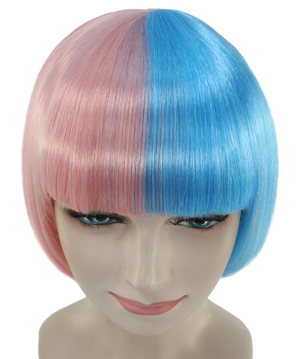 Lt. Pink & Lt. Blue Two-tone Short Bob Wig