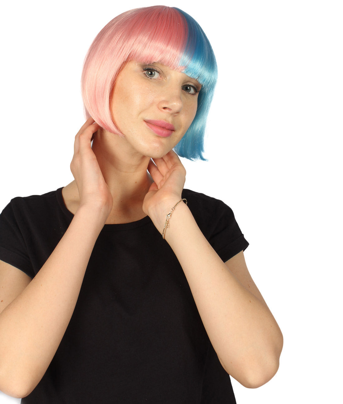 Lt. Pink & Lt. Blue Two-tone Short Bob Wig