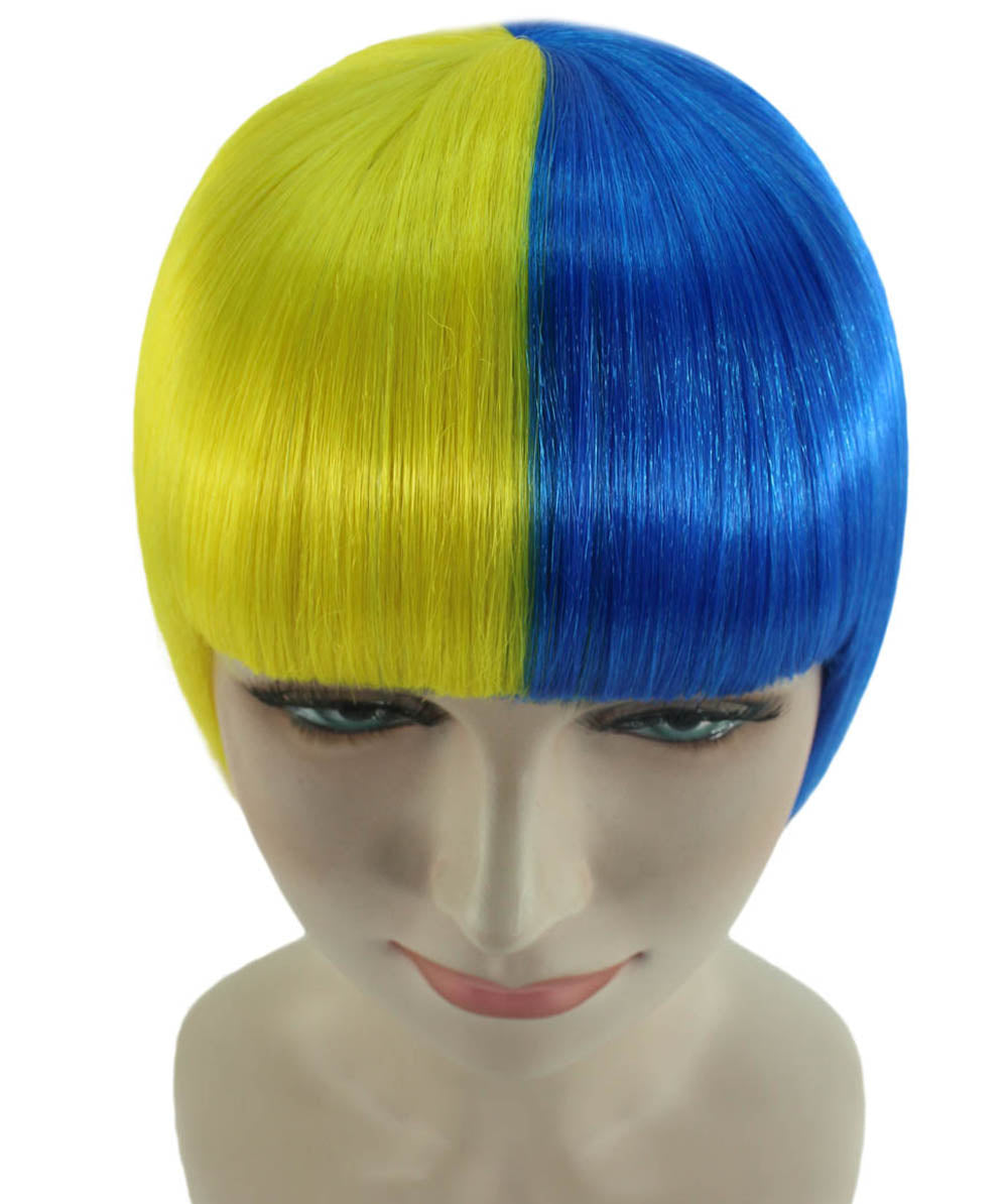 Yellow & Blue Two-tone Short Bob Wig