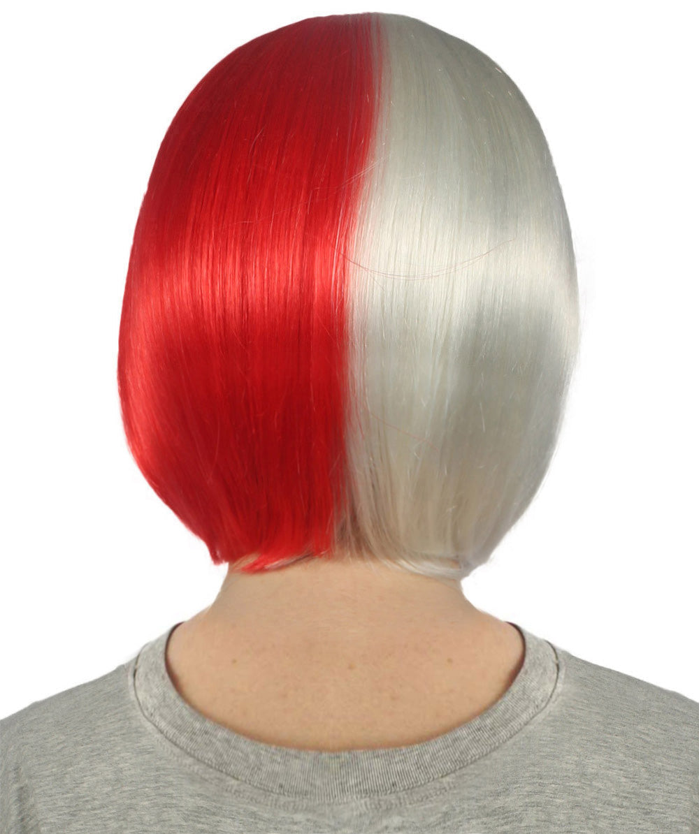 White & Red Two-tone Short Bob Wig