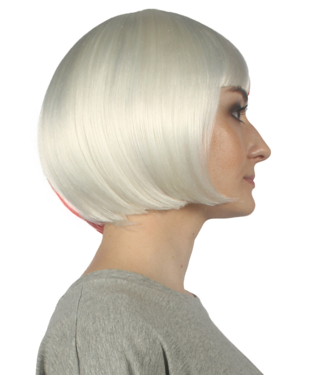 White & Red Two-tone Short Bob Wig