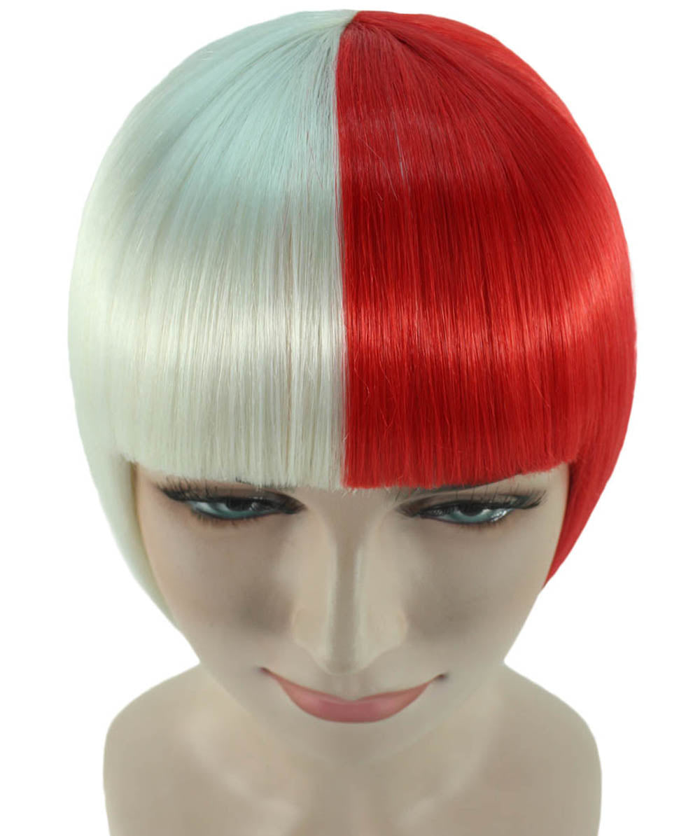 White & Red  Two-tone Short Bob Wig