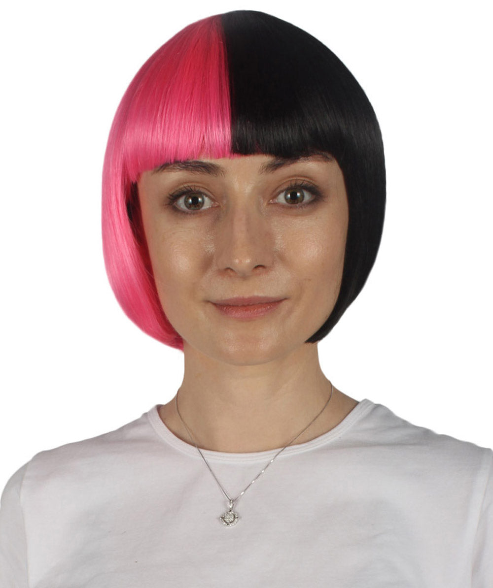 Pink & Black Two-tone Short Bob Wig