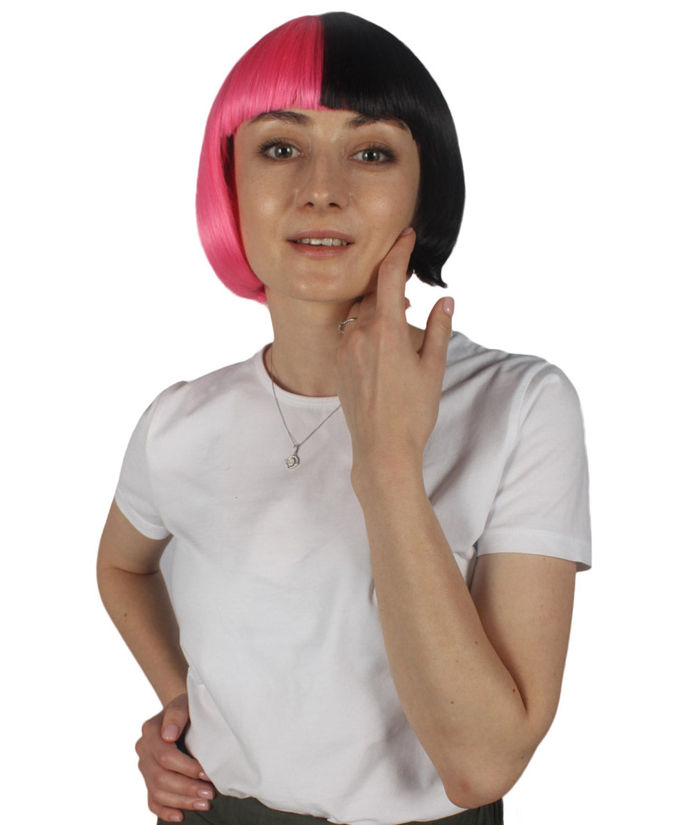 Pink & Black Two-tone Short Bob Wig