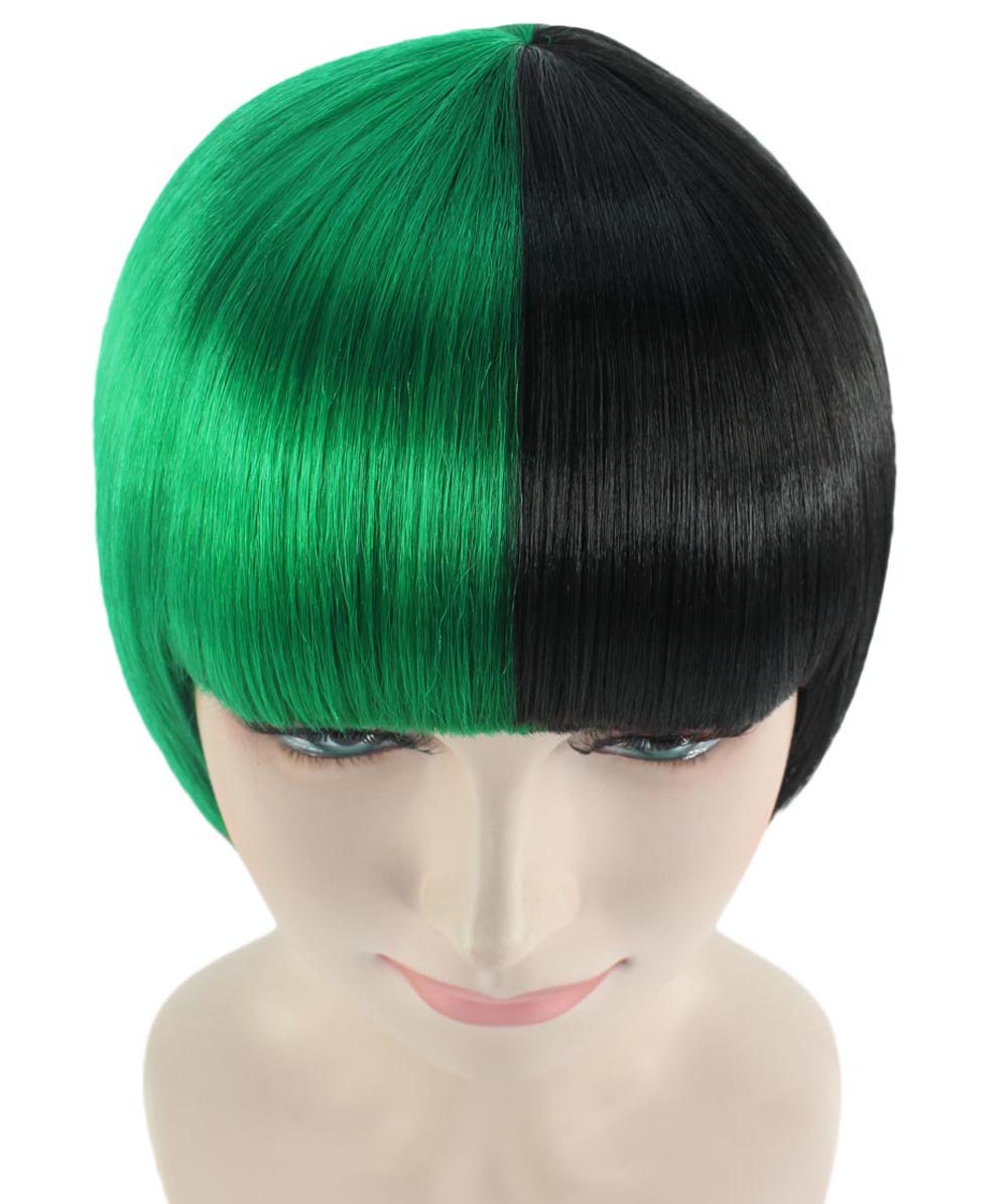 Green & Black Two-tone Short Bob Wig
