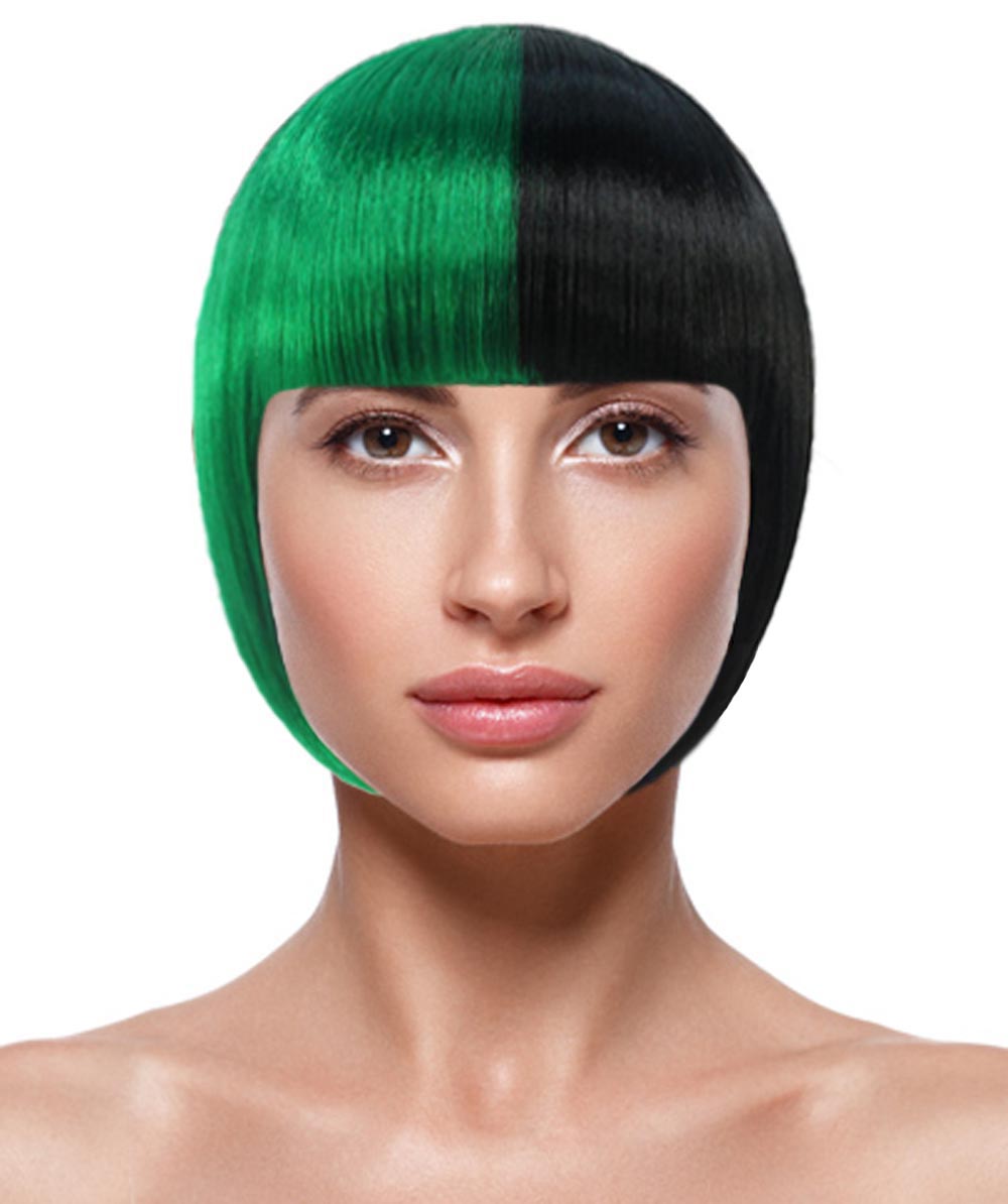 Green & Black Two-tone Short Bob Wig