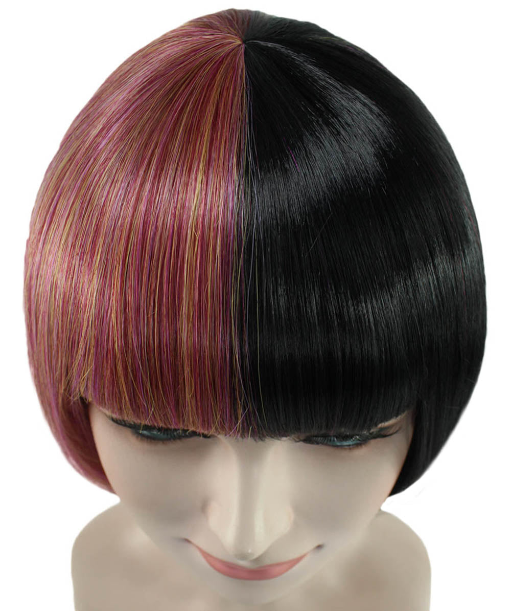 Rainbow & Black Two-tone Short Bob Wig