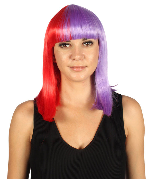 Red and Purple Two-tone Medium Bob Wig