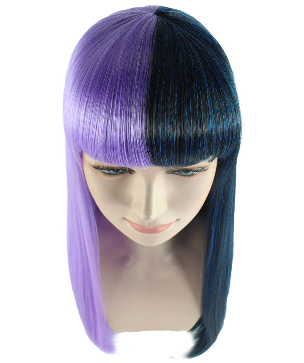 Purple & Black Women's two-tone long straight wig
