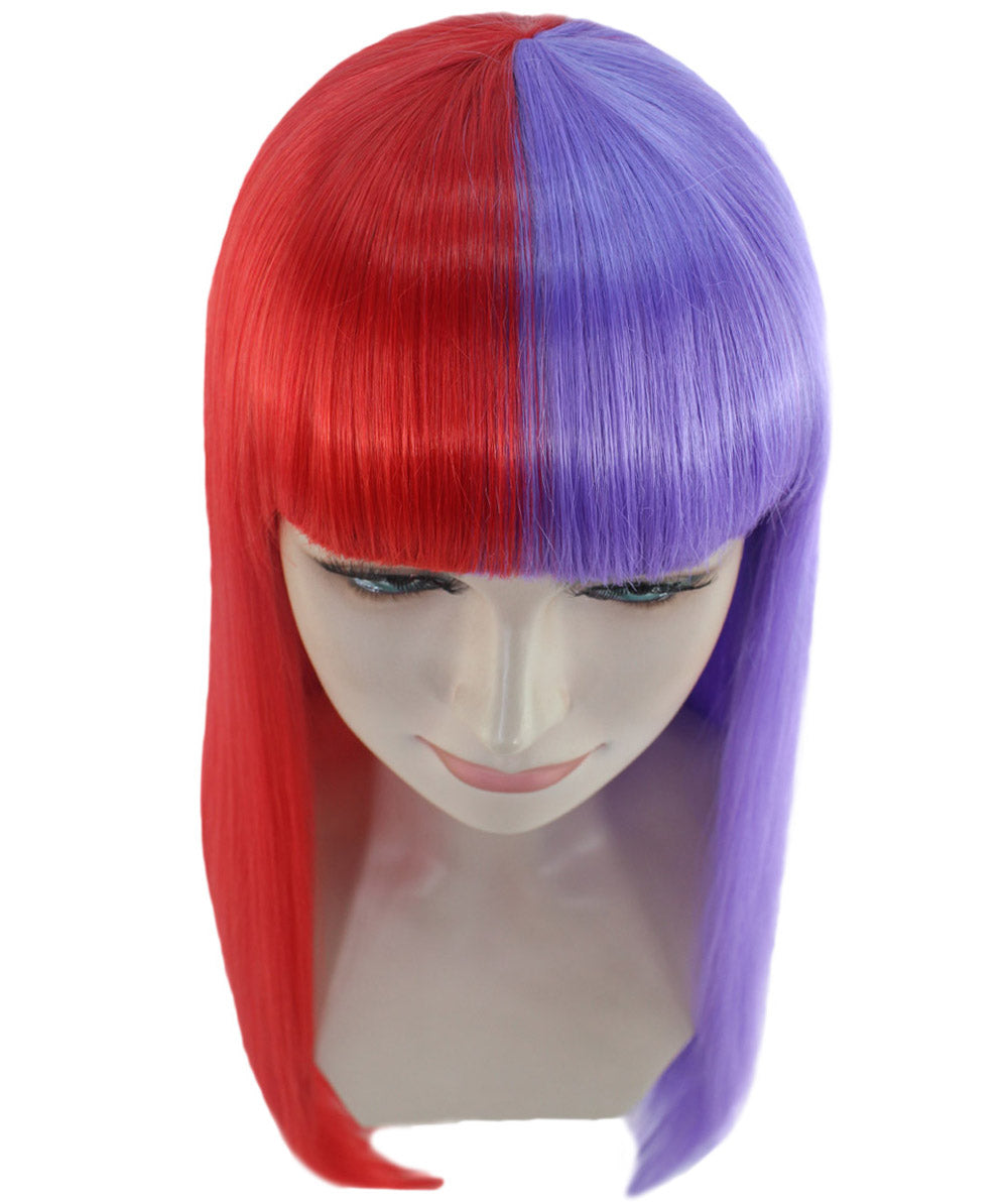 Red & Purple Women's Two-Tone Long Straight Wig
