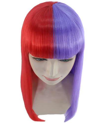 Red & Purple Women's Two-Tone Long Straight Wig