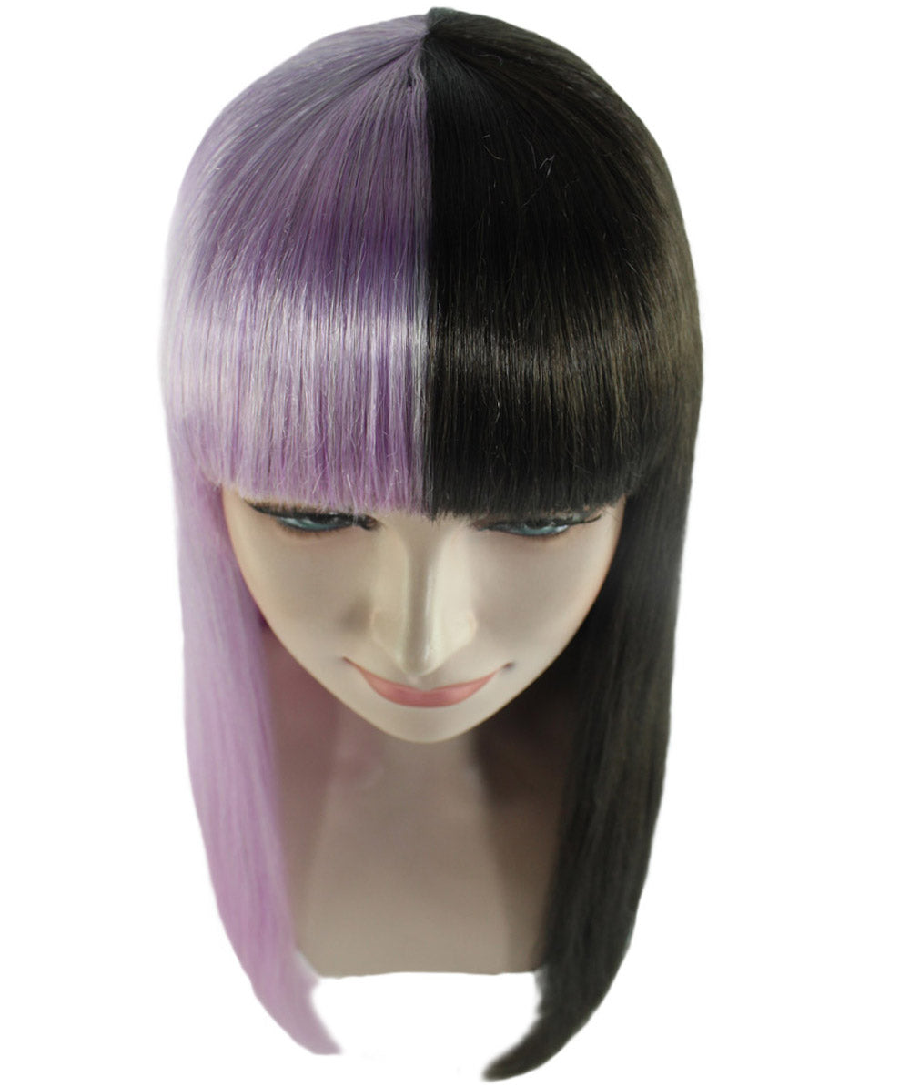 Lt. Pink & Dark Brown Women's Two-Tone Long Straight Wig