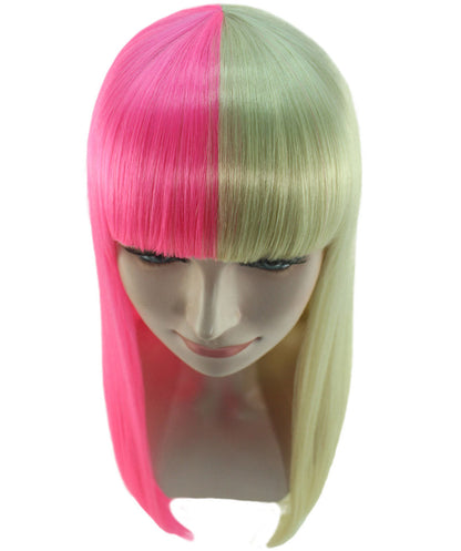 Pink & Blonde Women's Two-Tone Long Straight Wig