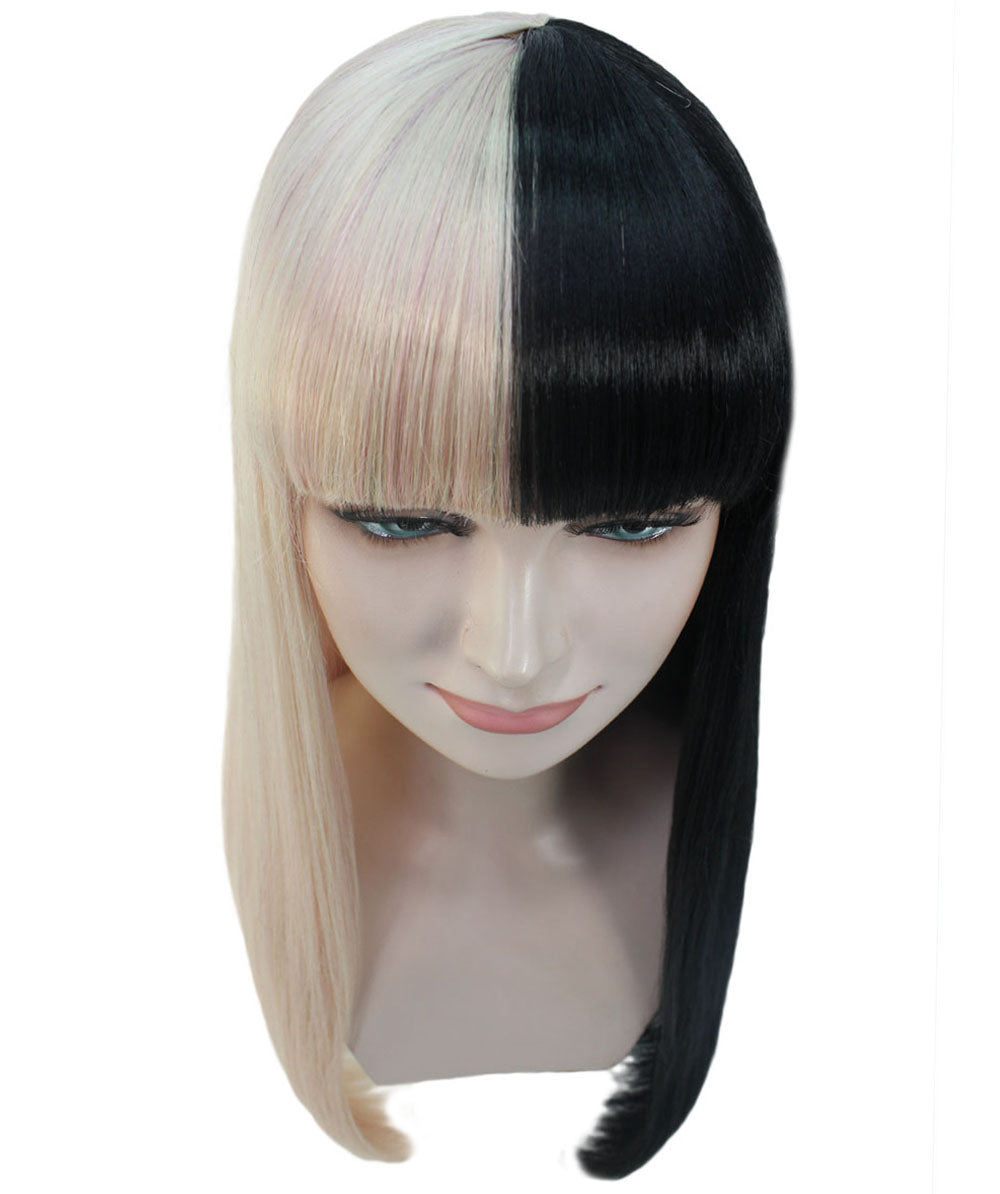 Lt. Pink & Black Women's Two-Tone Long Straight Wig