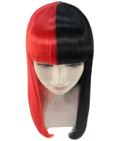 Red & Black Women's Two-Tone Long Straight Wig