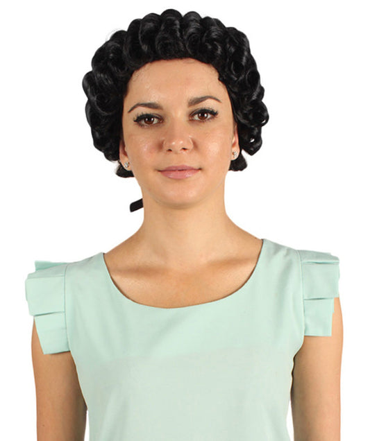 Black Colonial Lady Black Short Curly Historical Wig