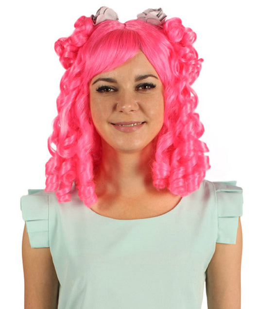 Colonial Lady Pink Curly Wig