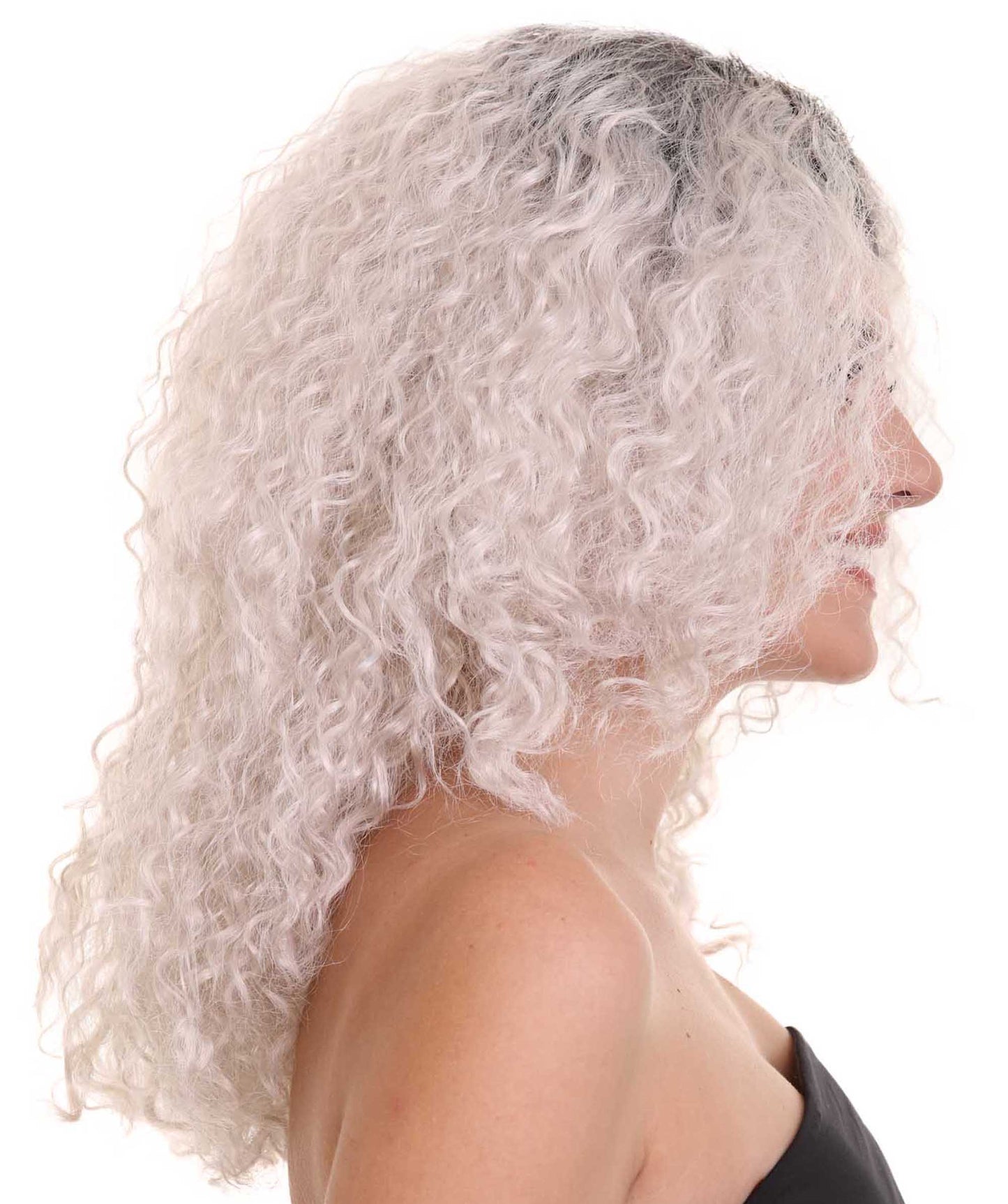 Women's Zombie Grey Scary Wig  | Ombre Curly  Hair | Premium Breathable Capless Cap